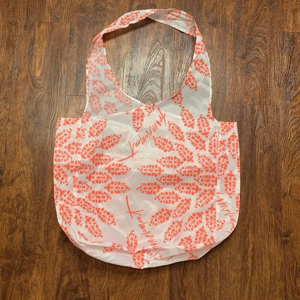 Free People FP Movement Reusable Tote Bag Coral Pink Floral Ripstop Shopper